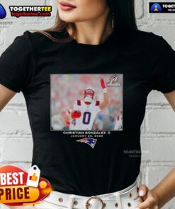 Alt Text: Pretty New England Patriots Christian Gonzalez NFL Flash Features Week 21 Ladies Tee showcasing team spirit and style.