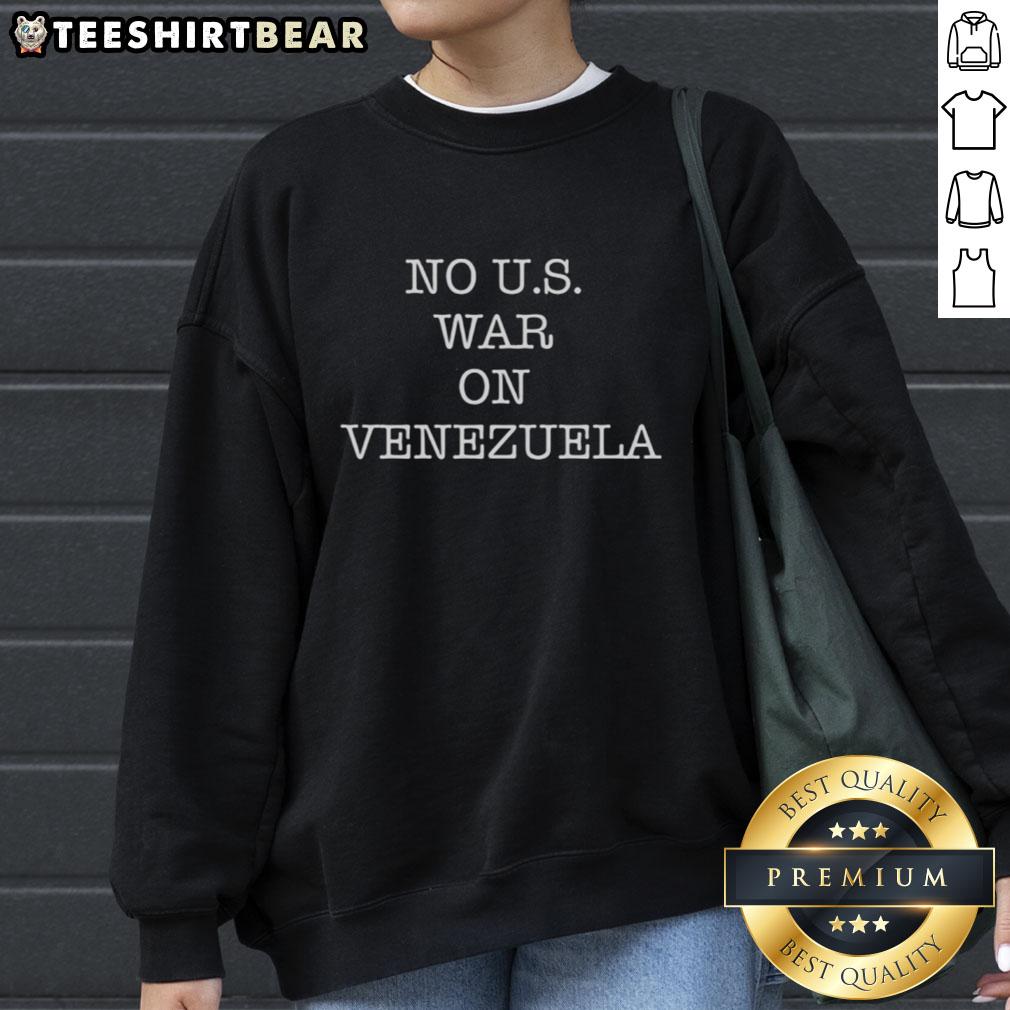 pretty-no-u-s-war-on-venezuela-sweatshirt Alt Text: Pretty No U.S. War On Venezuela Sweatshirt in black, promoting peace and anti-war activism fashion.