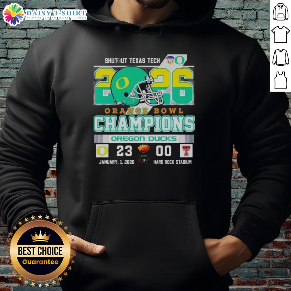 Pretty Oregon Ducks Shutout Texas Tech 2026 Orange Bowl Champions Vintage Hoodie Vintage Oregon Ducks hoodie celebrating 2026 Orange Bowl champions with Texas Tech shutout design.