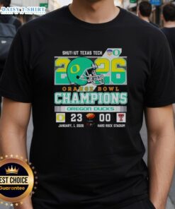 Alt Text: Vintage t-shirt featuring Pretty Oregon Ducks Shutout Texas Tech 2026 Orange Bowl Champions design. Perfect for fans!