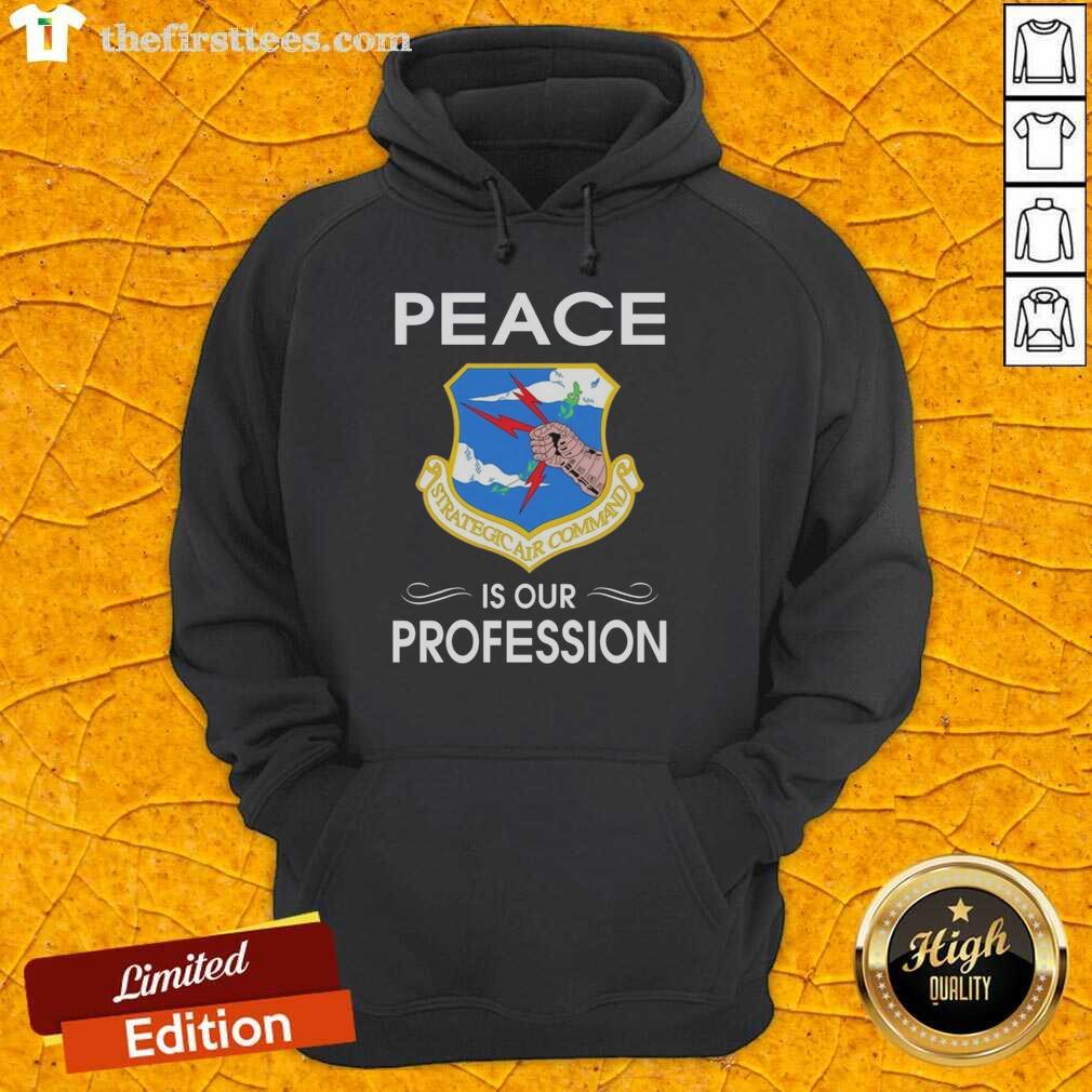 pretty-peace-is-our-profession-strategic-air-command-logo-hoodie Alt Text: Pretty Peace Is Our Profession hoodie featuring the Strategic Air Command logo for stylish military-themed apparel.