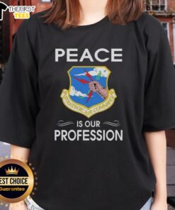 Pretty Peace is Our Profession logo on a ladies tee, showcasing the Strategic Air Command emblem in stylish design.