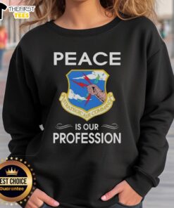Alt Text: Stylish sweatshirt featuring the Pretty Peace Is Our Profession logo for Strategic Air Command, perfect for casual wear.