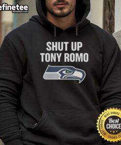 Pretty Shut Up Tony Romo Seahawks Logo Hoodie featuring a bold Seahawks logo on a stylish sweatshirt.