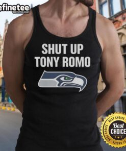 Pretty Shut Up Tony Romo Seahawks Logo Tank Top featuring a bold Seahawks logo on a stylish tank design.