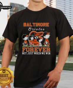 Pretty Snoopy and Charlie Brown Baltimore Orioles Baseball T-Shirt: Forever loyal fans, not just when they win.