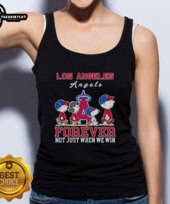 Pretty Snoopy and Charlie Brown tank top for Los Angeles Angels baseball fans, celebrating fandom beyond just winning.