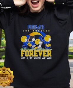 Pretty Snoopy and Charlie Brown Los Angeles Rams sweatshirt design, celebrating fandom and team spirit, perfect for game day.