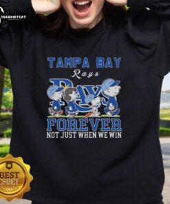 Pretty Snoopy and Charlie Brown Tampa Bay Rays sweatshirt, celebrating fandom beyond just winning seasons.