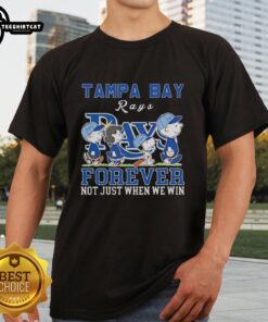 Pretty Snoopy and Charlie Brown Tampa Bay Rays Forever T-Shirt design, showcasing team spirit and love for baseball.