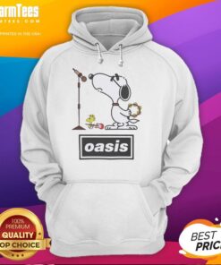 Pretty Snoopy and Woodstock Oasis Band Parody Hoodie featuring vibrant cartoon design, perfect for fans and fashion lovers.