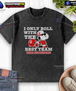 Pretty Snoopy graphic on Indiana Hoosiers Football washed t-shirt, perfect for fans supporting the best team.