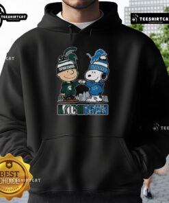 Pretty Snoopy Michigan State Spartans and Detroit Lions winter hoodie for 2025, perfect for fans in cold weather.