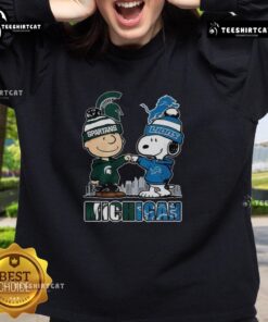 Pretty Snoopy Michigan State Spartans and Detroit Lions winter sweatshirt for 2025, perfect for fans and cold weather.