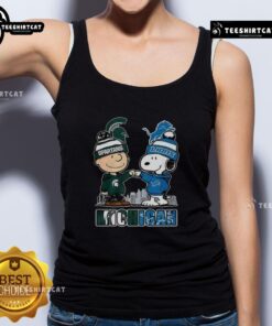 Alt Text: Pretty Snoopy tank top featuring Michigan State Spartans and Detroit Lions designs, perfect for winter 2025.