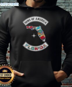 Pretty Son of America Florida map sports logos combine hoodie, featuring vibrant designs of Florida teams and landmarks.