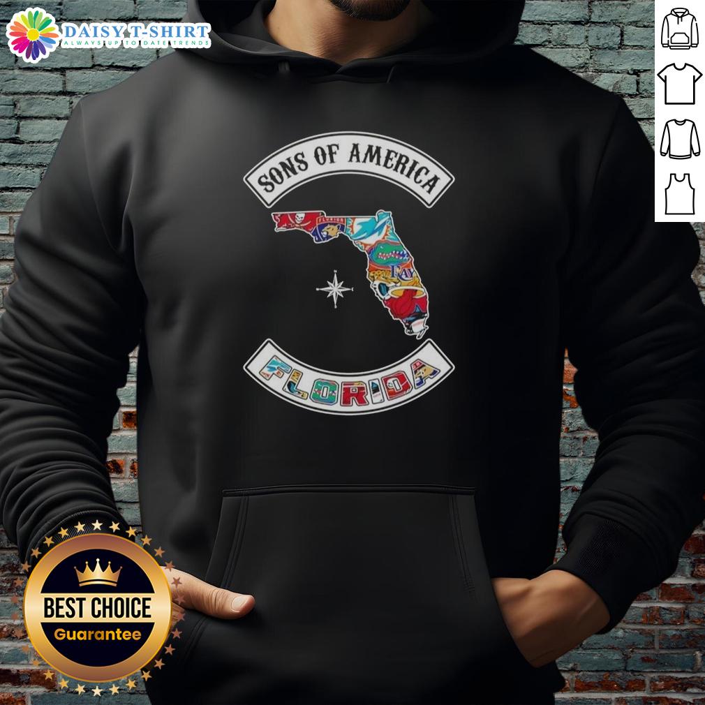 Pretty Son Of America Florida Map Sports Logos Combine Hoodie Pretty Son of America Florida map sports logos combine hoodie, featuring vibrant designs of Florida teams and landmarks.