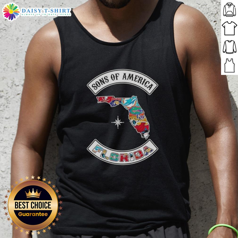 Pretty Son Of America Florida Map Sports Logos Combine Tank Top Alt Text: Pretty Son of America Florida Map Sports Logos Combine Tank Top featuring vibrant designs and state pride.