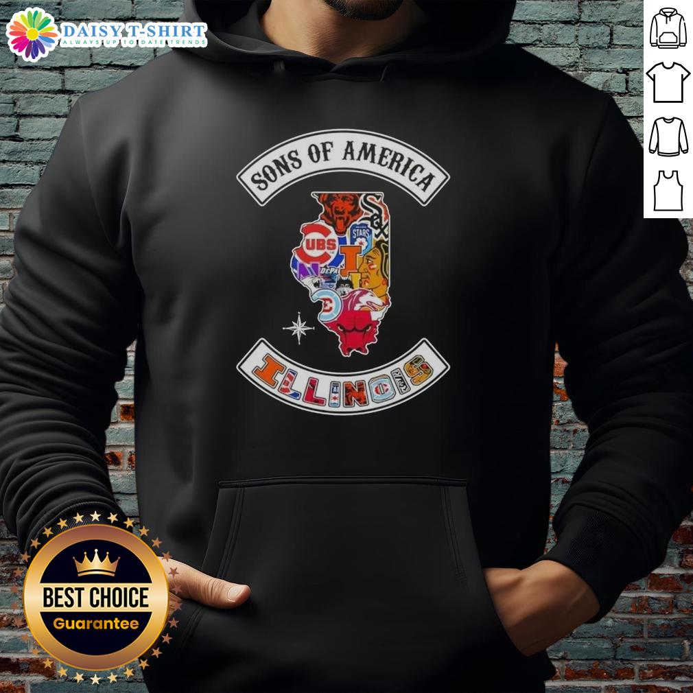 Pretty Son Of America Illinois Map Sports Logos Combine Hoodie Illinois map sports logos combine hoodie featuring Pretty Son of America design for stylish fans and athletes.