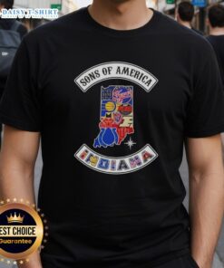 Pretty Son Of America Indiana Map Sports Logos Combine T-Shirt featuring vibrant state graphics and team logos.