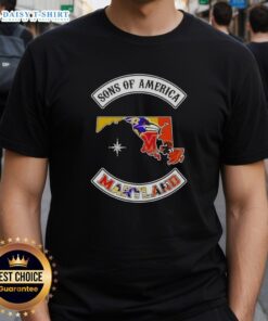 Pretty Son Of America Maryland Map Sports Logos Combine T-Shirt featuring vibrant designs representing Maryland sports teams.