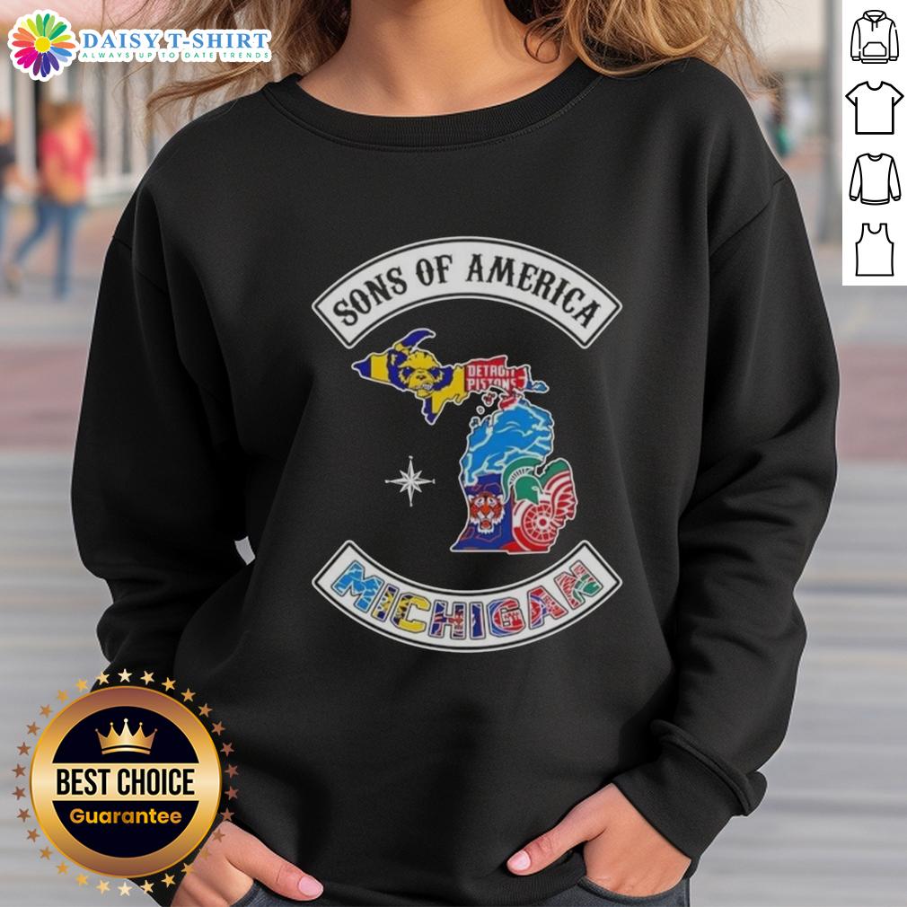 Pretty Son Of America Michigan Map Sports Logos Combine Sweatshirt Pretty Son of America Michigan Map Sports Logos Combine Sweatshirt featuring vibrant graphics and a cozy design.