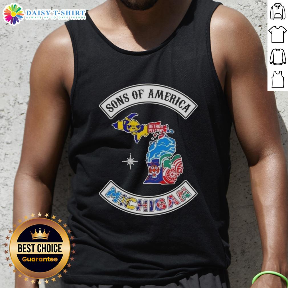 Pretty Son Of America Michigan Map Sports Logos Combine Tank Top Pretty Son of America Michigan map sports logos combine tank top showcasing vibrant state pride and athletic spirit.