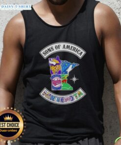 Pretty Son of America Minnesota Map Sports Logos Combine Tank Top showcasing vibrant state and team logos.