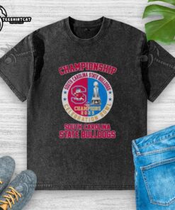 South Carolina State Bulldogs Celebration Bowl Champions 2025 logo on a washed t-shirt, showcasing team pride and style.