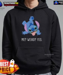 Alt Text: Colorful cartoon hoodie featuring 'Pretty Stitch Me Weird Yes' design, perfect for trendy casual wear.
