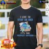 Pretty Stitch Sleep T-Shirt featuring 'I Like To Stay In Bed It's Too People Outside' design, perfect for cozy lounging.