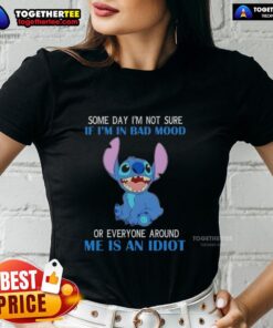 Pretty Stitch ladies tee featuring witty quote on mood and frustration, perfect for casual wear and expressing personality.