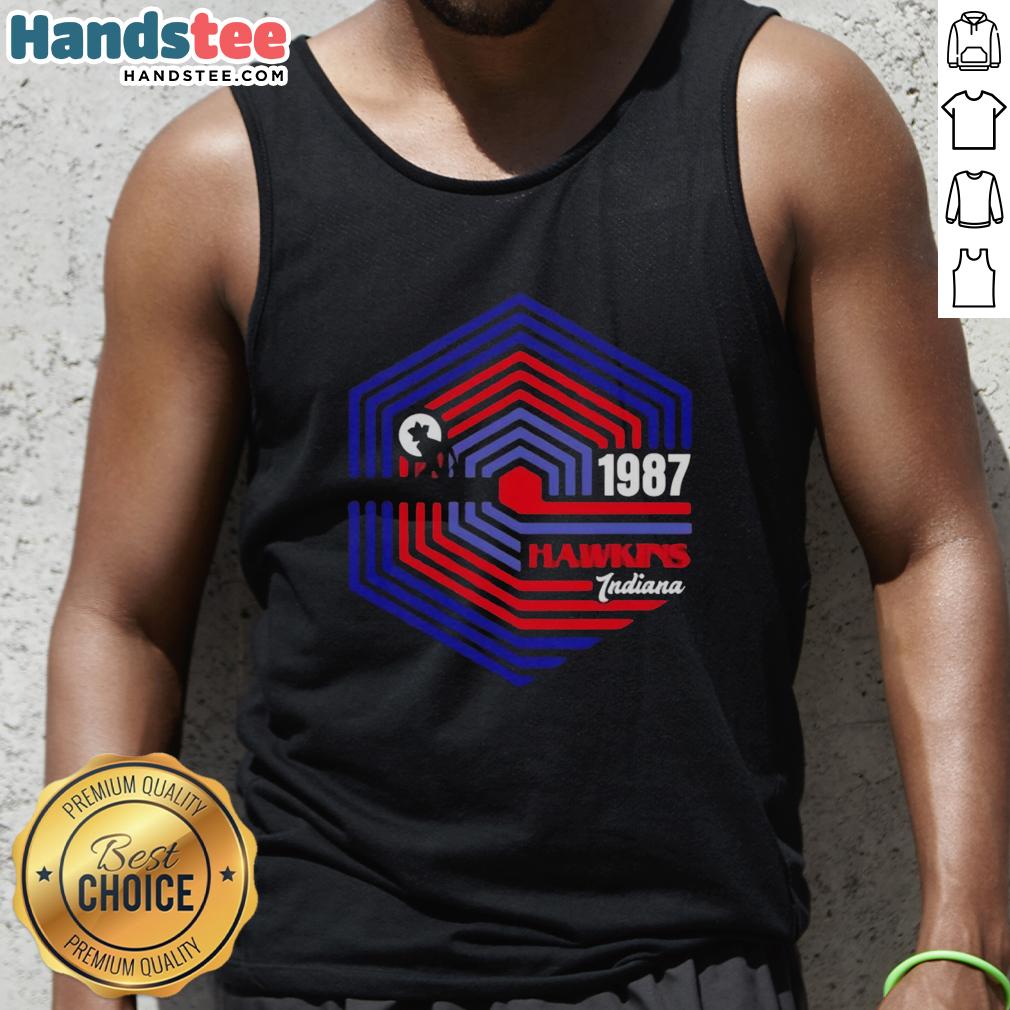 pretty-stranger-1987-stranger-things-hawkins-indiana-tank-top Pretty Stranger tank top featuring Hawkins, Indiana design from Stranger Things, perfect for fans of the 1987 series.