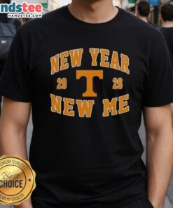 Alt Text: Pretty Tennessee Volunteers New Year New Me 2026 logo t-shirt design featuring vibrant colors and bold graphics.