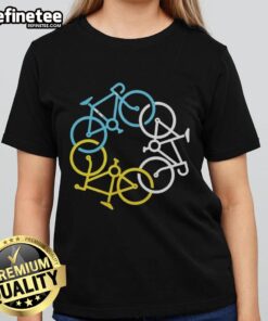 Alt Text: Pretty Twin Six Stronger Together cycling clothing ladies tee featuring a vibrant design for female cyclists.