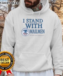 Pretty USPS hoodie with 'I Stand With Mailmen' slogan, showcasing support for postal workers in a bold design.