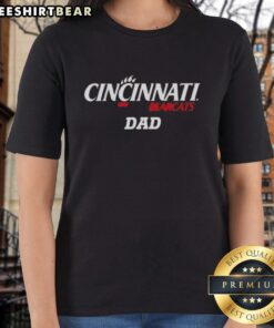 Pretty University of Cincinnati Bearcats Dad logo on a stylish ladies tee, perfect for fans and casual wear.