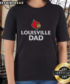 Alt Text: Stylish University of Louisville Cardinals Dad logo ladies tee, perfect for fans and casual wear.