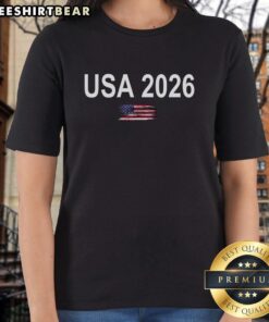 Pretty USA 2026 Soccer Football Ladies Tee featuring vibrant graphics and comfortable fit for passionate fans.