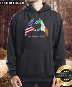 Cozy hoodie featuring the USA and Ireland flags, perfect for celebrating both cultures in style. Best of both worlds!