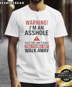 Alt Text: Funny 'Pretty Warning Im An Asshole' T-Shirt design for those who value honesty and humor in casual wear.