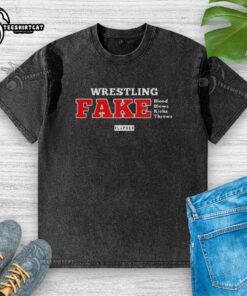 Stylish washed t-shirt featuring Lapseo logo, perfect for wrestling fans who love fake blood and action-packed kicks and throws.