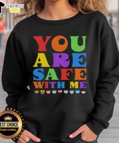 Cozy 'Pretty You Are Safe With Me' sweatshirt in soft fabric, featuring a stylish design perfect for casual wear.