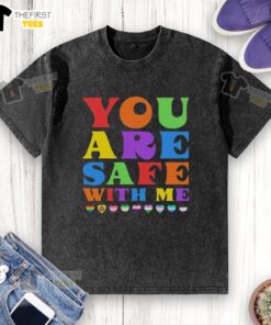 Pretty You Are Safe With Me washed t-shirt featuring a trendy design and comfortable fit for casual outfits.