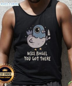 Alt Text: Stylish tank top featuring a bagel graphic, perfect for casual wear and food lovers. Pretty Nice Bagel design.