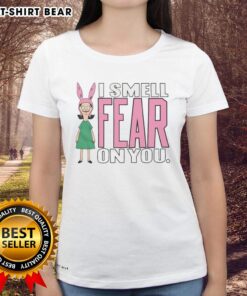 Good Bobs Burgers Louise 'I Smell Fear On You' tee featuring vibrant graphics and playful design for fans of the show.