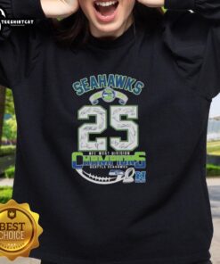 Seattle Seahawks 2025 NFC West Division Champions sweatshirt featuring signatures of the team players.