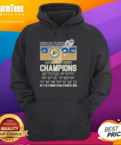 Alt Text: T.J. McConnell and Indiana Pacers players celebrating in 'Top 2025 Indiana Pacers Eastern Conference Champions' hoodie.