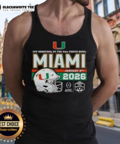 Top 2026 Vrbo Fiesta Bowl Miami Hurricanes CFP Semifinal tank top showcasing team spirit and style for fans.