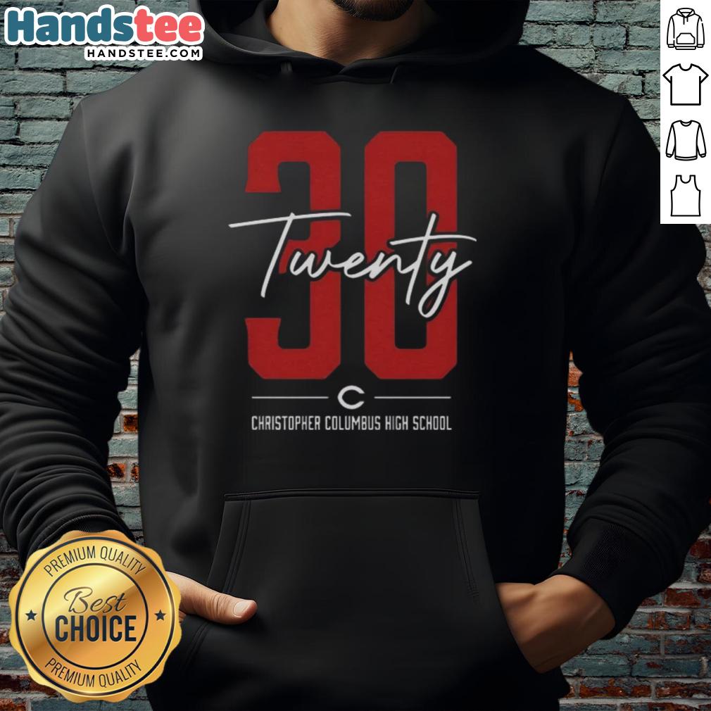 top-30-twenty-christopher-columbus-high-school-hoodie Top 30 Twenty Christopher Columbus High School hoodie in navy blue, featuring school logo and stylish design.